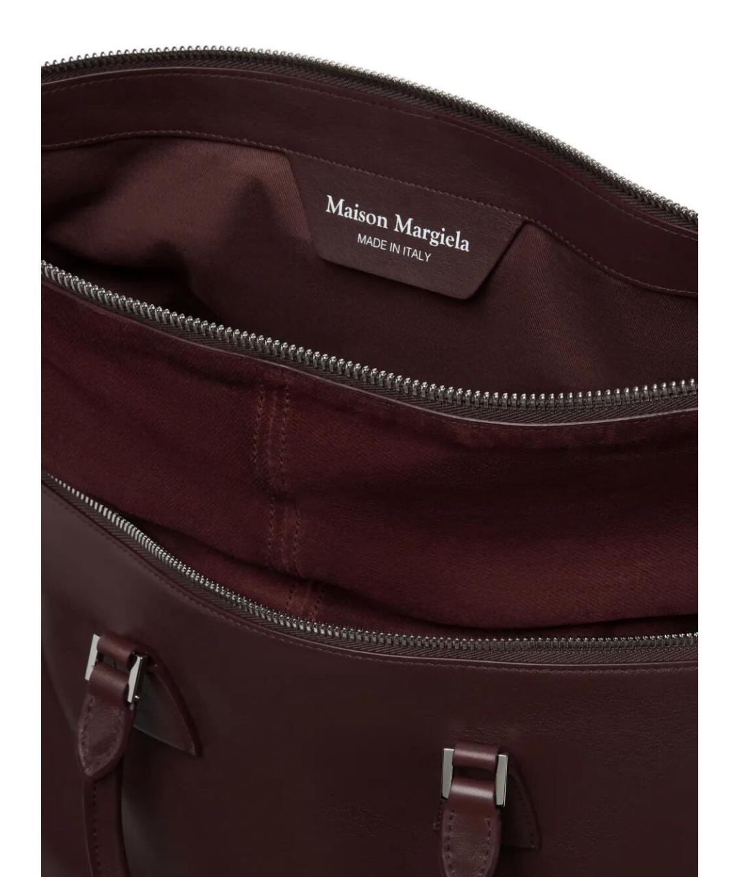 MAISON MARGIELA Бордовая кожаная сумка тоут, фото 3