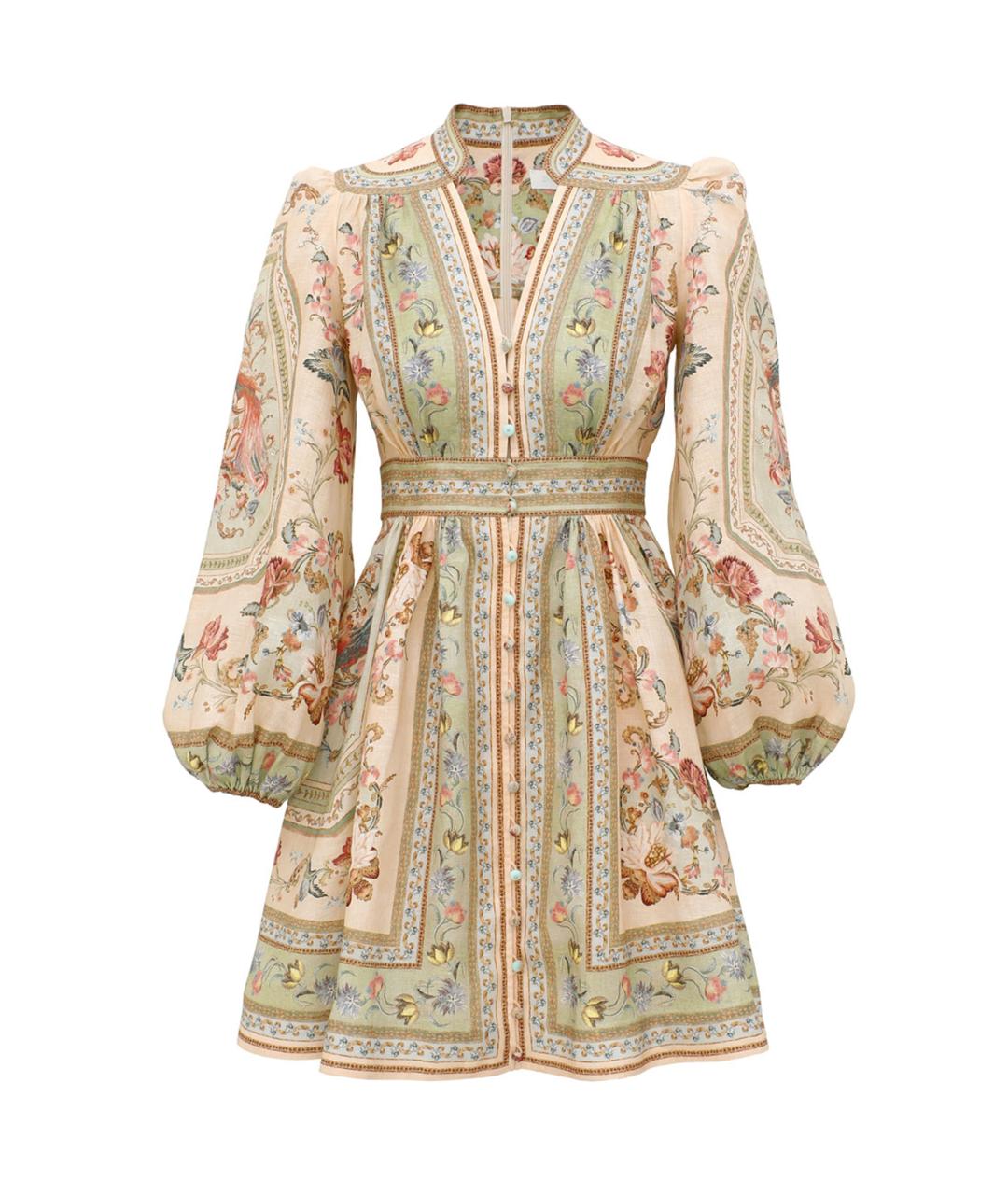 ZIMMERMANN Зеленое льняное повседневное платье, фото 1