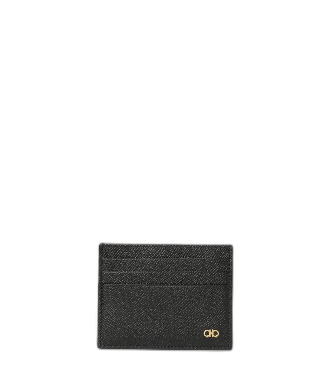 FERRAGAMO Черный кожаный кардхолдер, фото 1