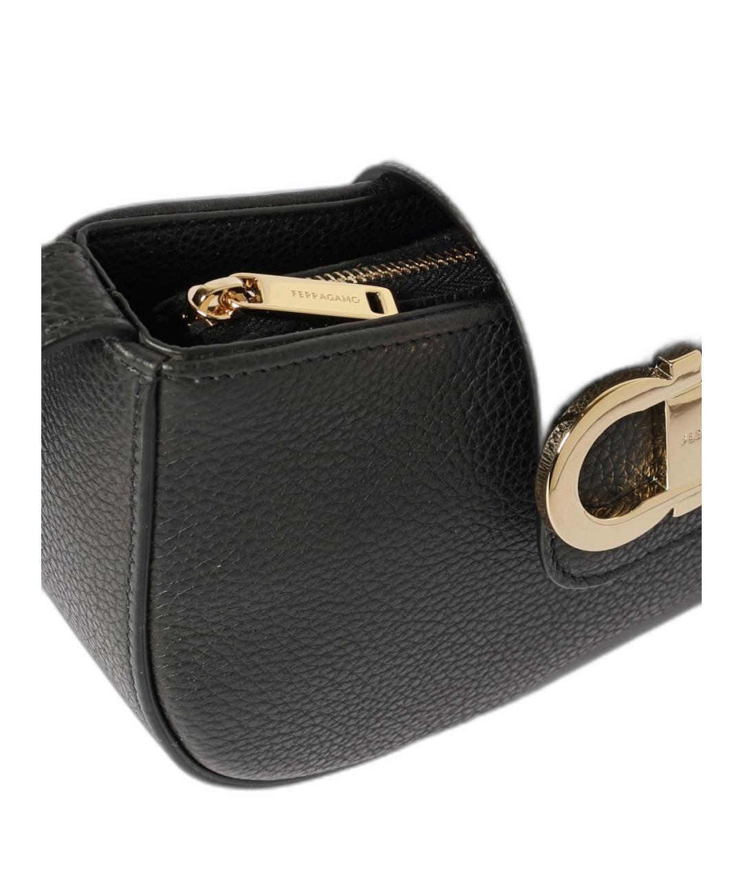 FERRAGAMO Черная кожаная сумка через плечо, фото 4