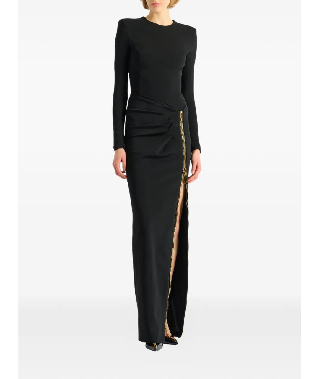 BALMAIN Черное полиамидовое вечернее платье, фото 5