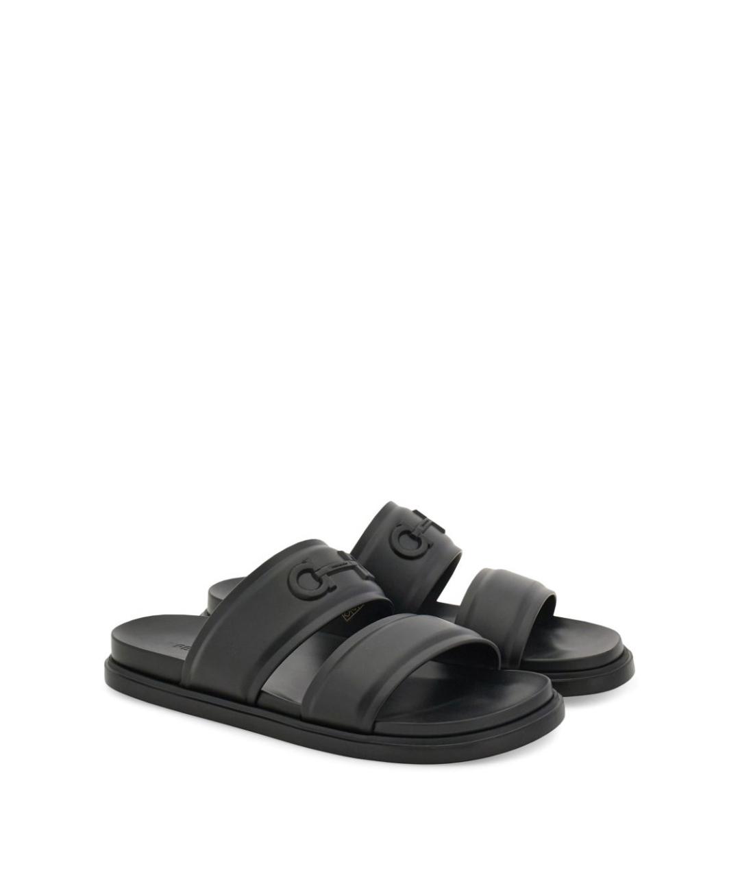 FERRAGAMO Черные резиновые сандалии, фото 3
