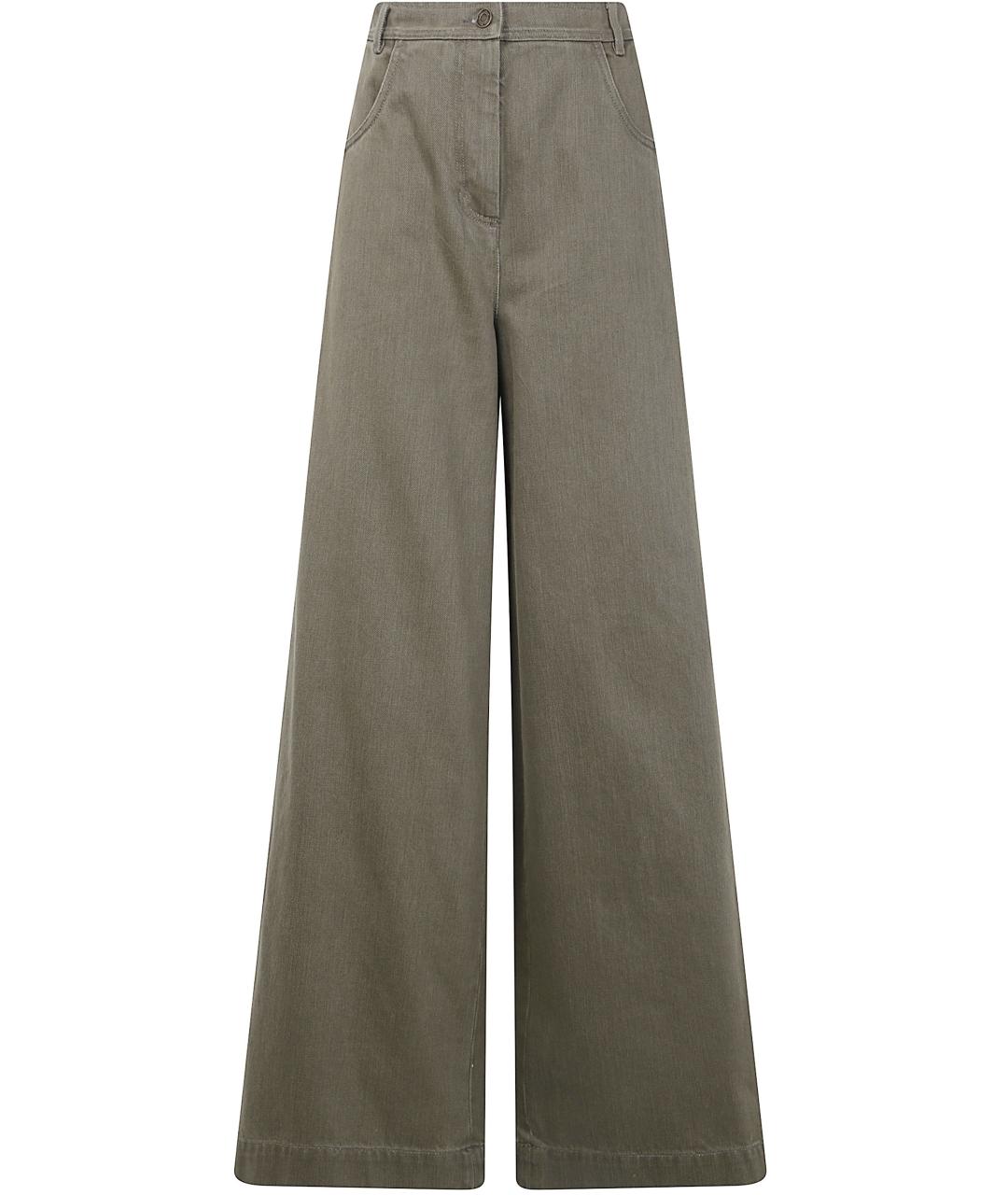 MAX MARA Зеленые хлопковые прямые джинсы, фото 1