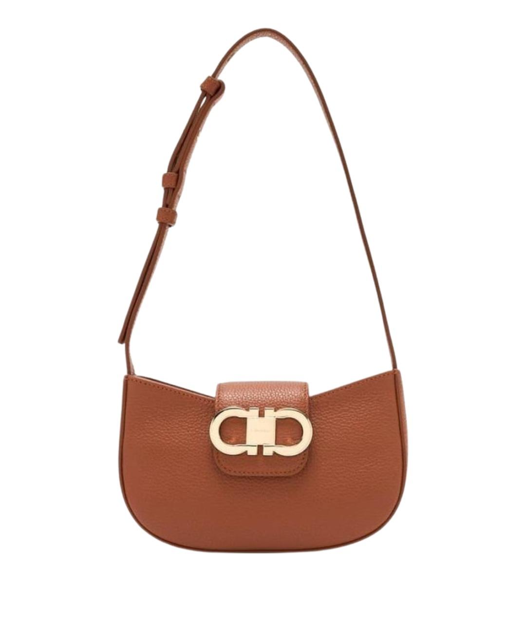 FERRAGAMO Коричневая кожаная сумка через плечо, фото 1