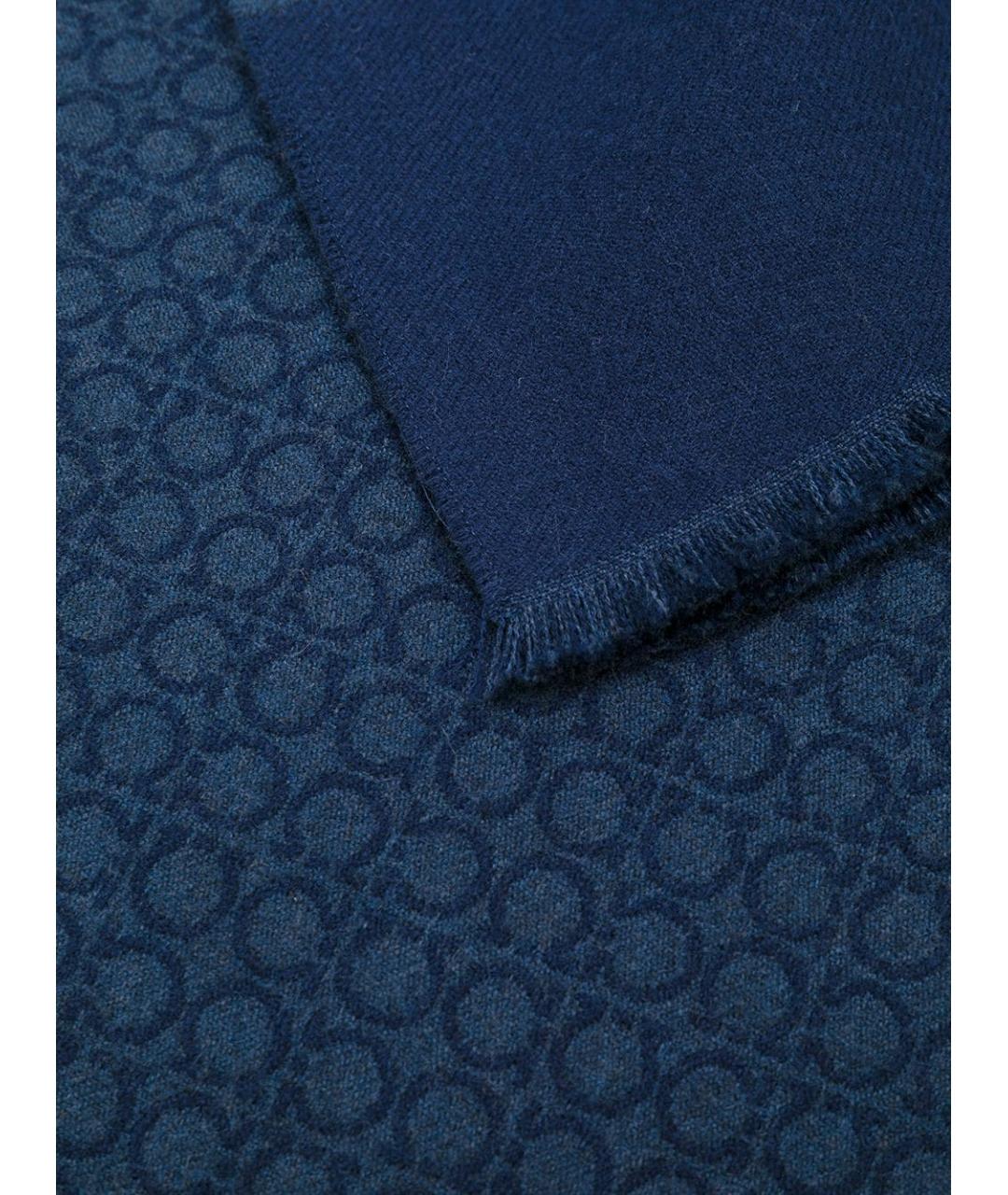 FERRAGAMO Темно-синий шерстяной шарф, фото 3