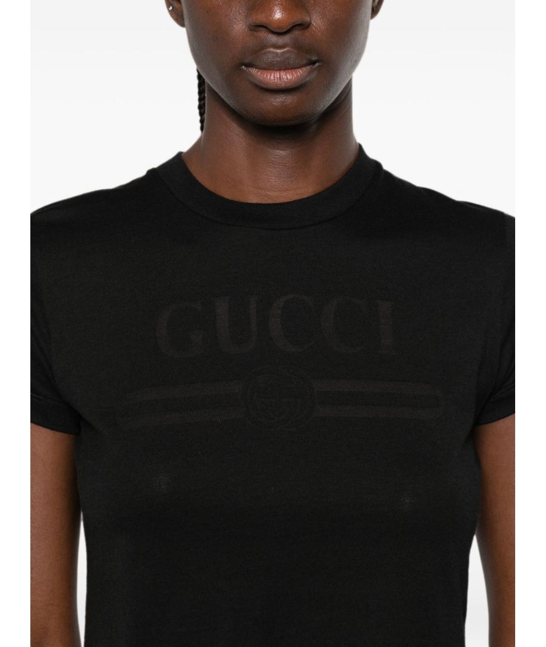 GUCCI Черная хлопковая футболка, фото 4