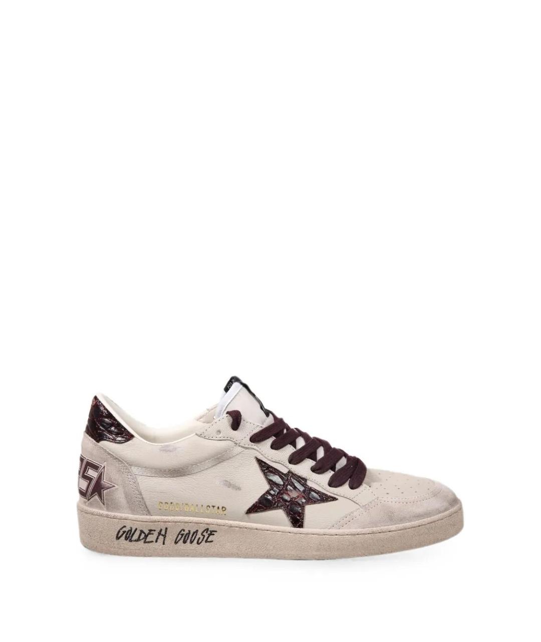 GOLDEN GOOSE Белые кожаные низкие кроссовки / кеды, фото 1