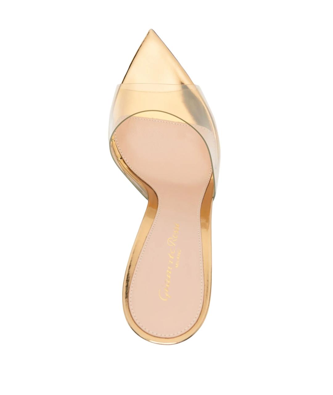 GIANVITO ROSSI Золотые кожаные мюли, фото 4