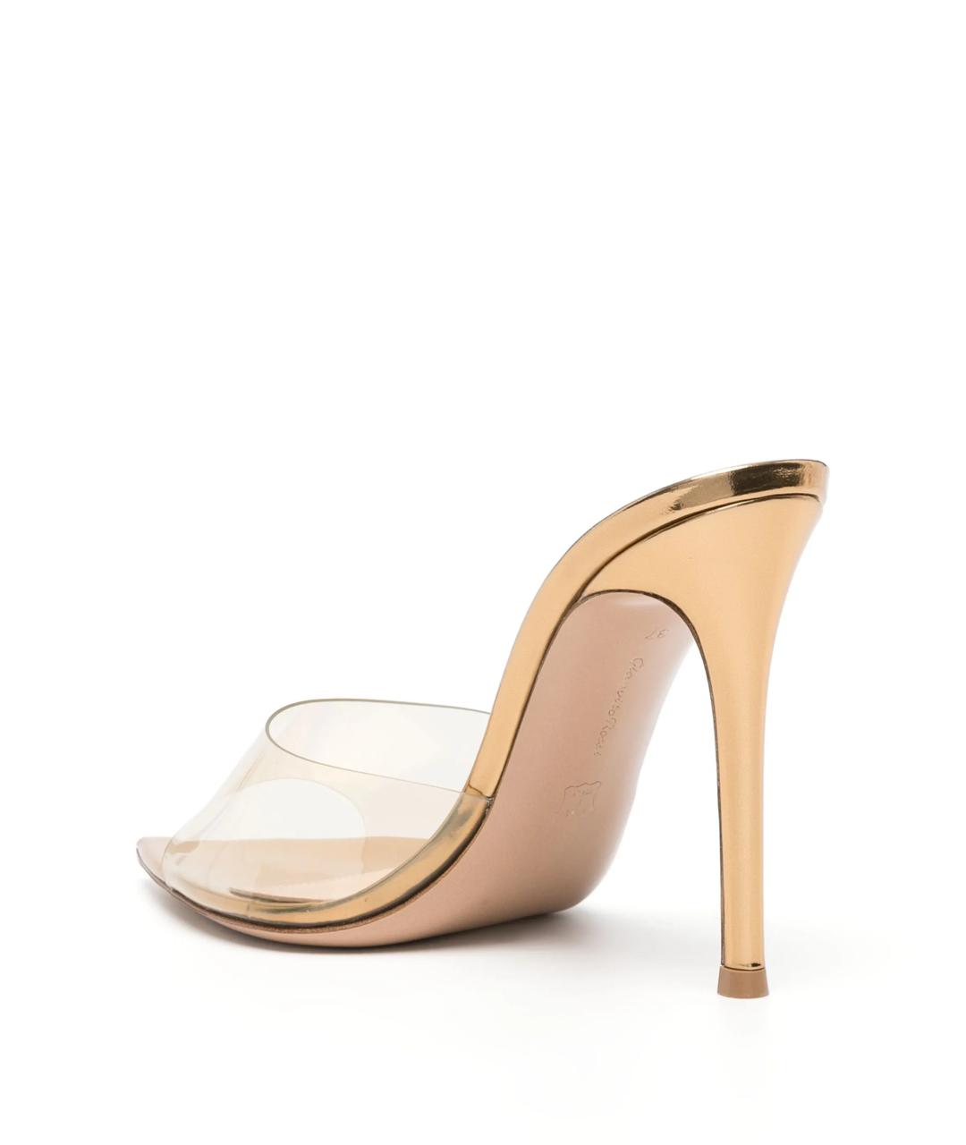 GIANVITO ROSSI Золотые кожаные мюли, фото 5