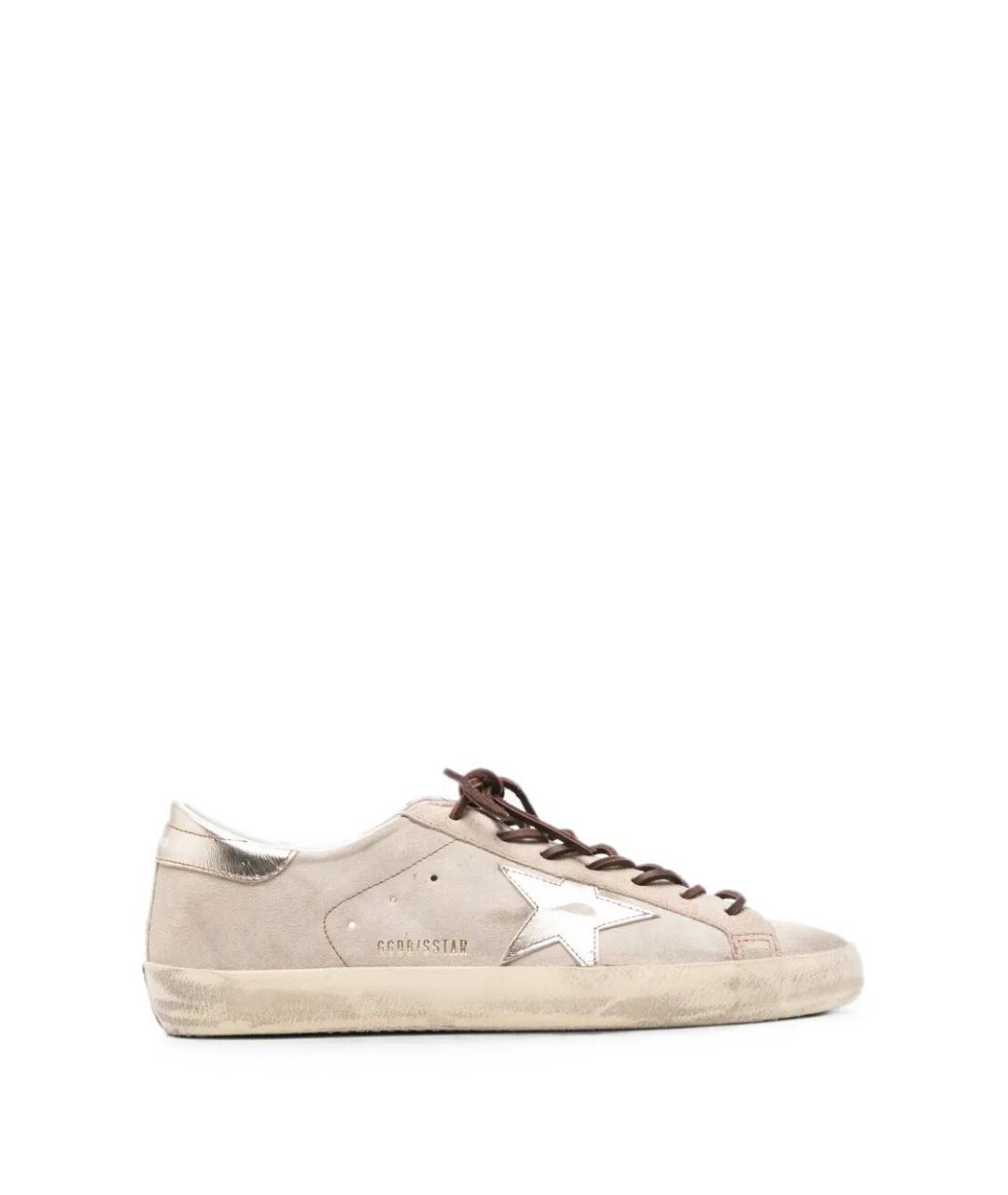 GOLDEN GOOSE Бежевые кожаные низкие кроссовки / кеды, фото 1