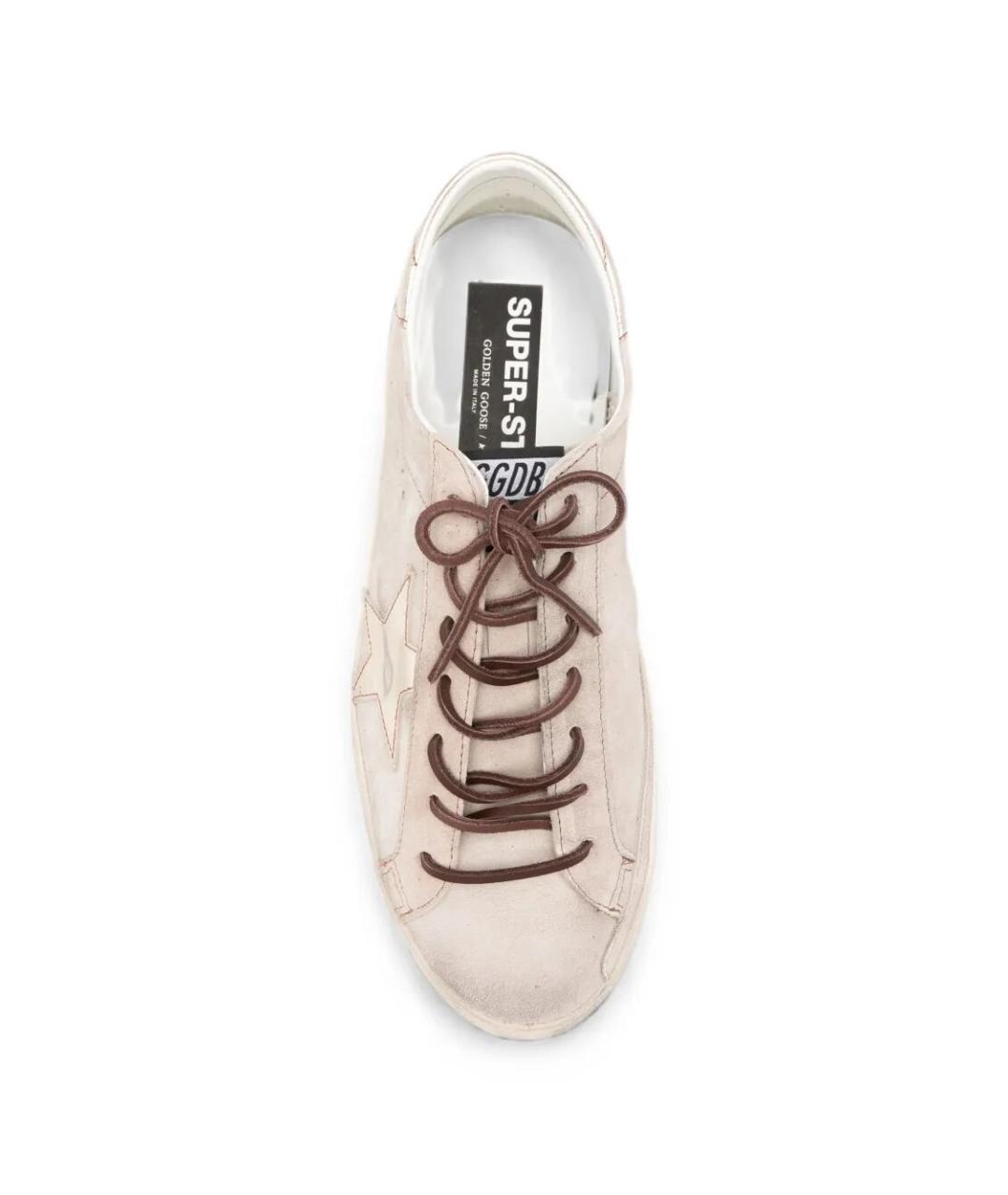 GOLDEN GOOSE Бежевые кожаные низкие кроссовки / кеды, фото 4