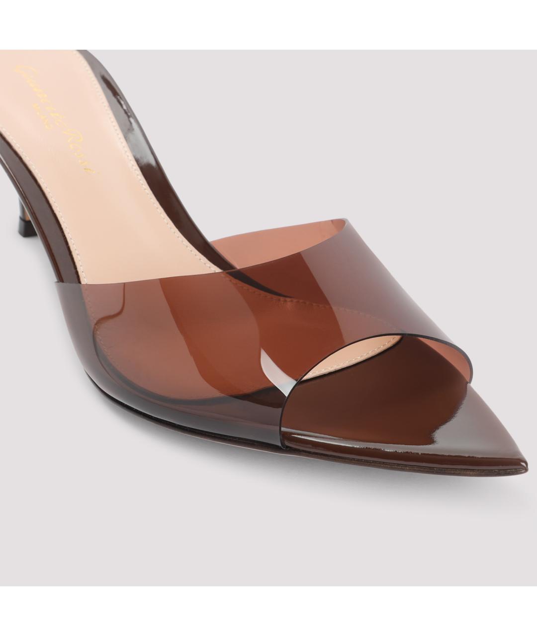 GIANVITO ROSSI Коричневые кожаные мюли, фото 4