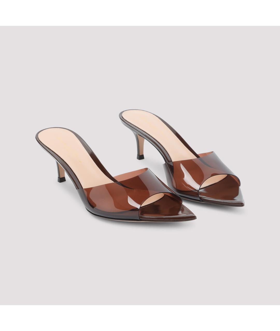 GIANVITO ROSSI Коричневые кожаные мюли, фото 3