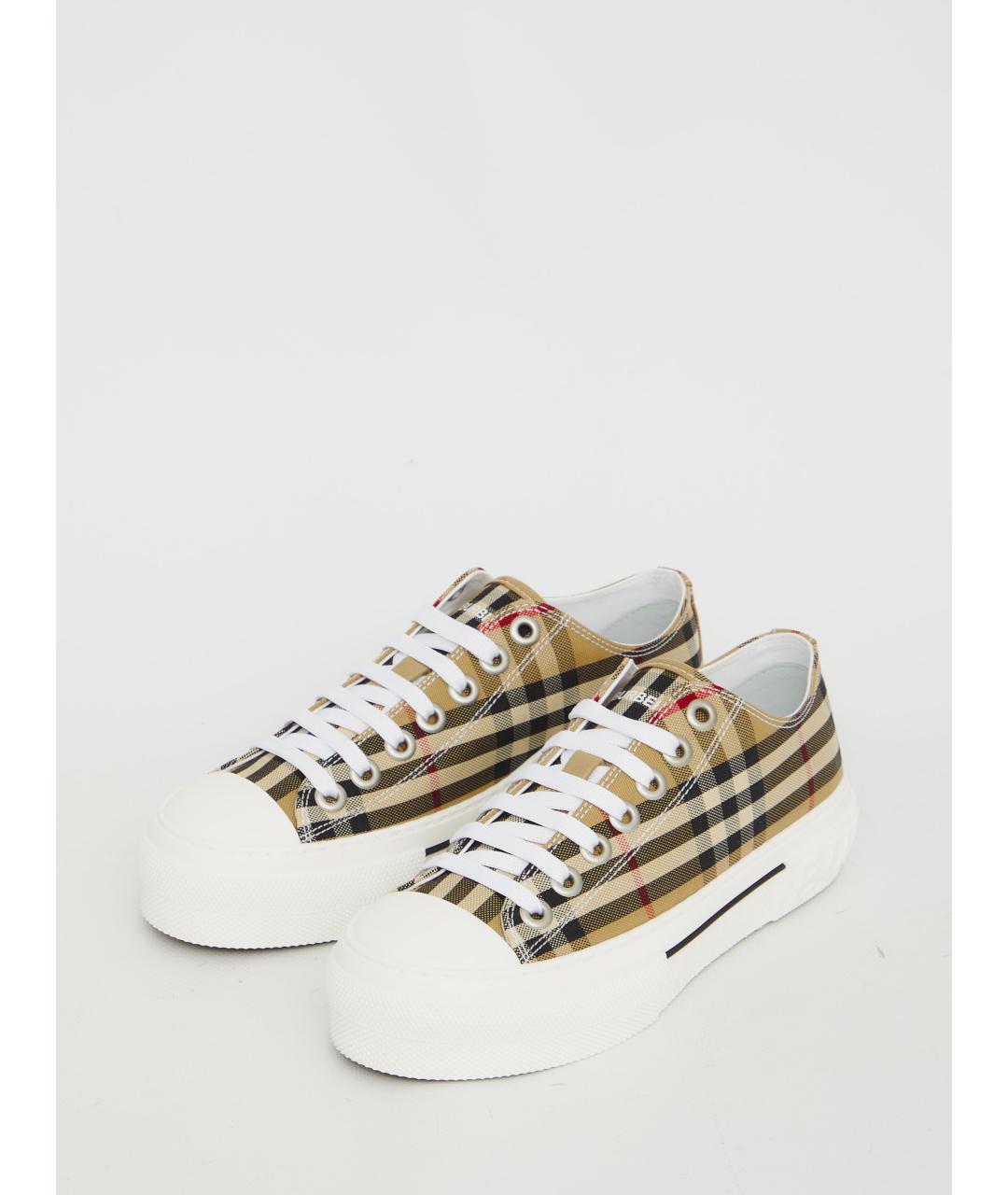 BURBERRY Бежевые текстильные кеды, фото 5