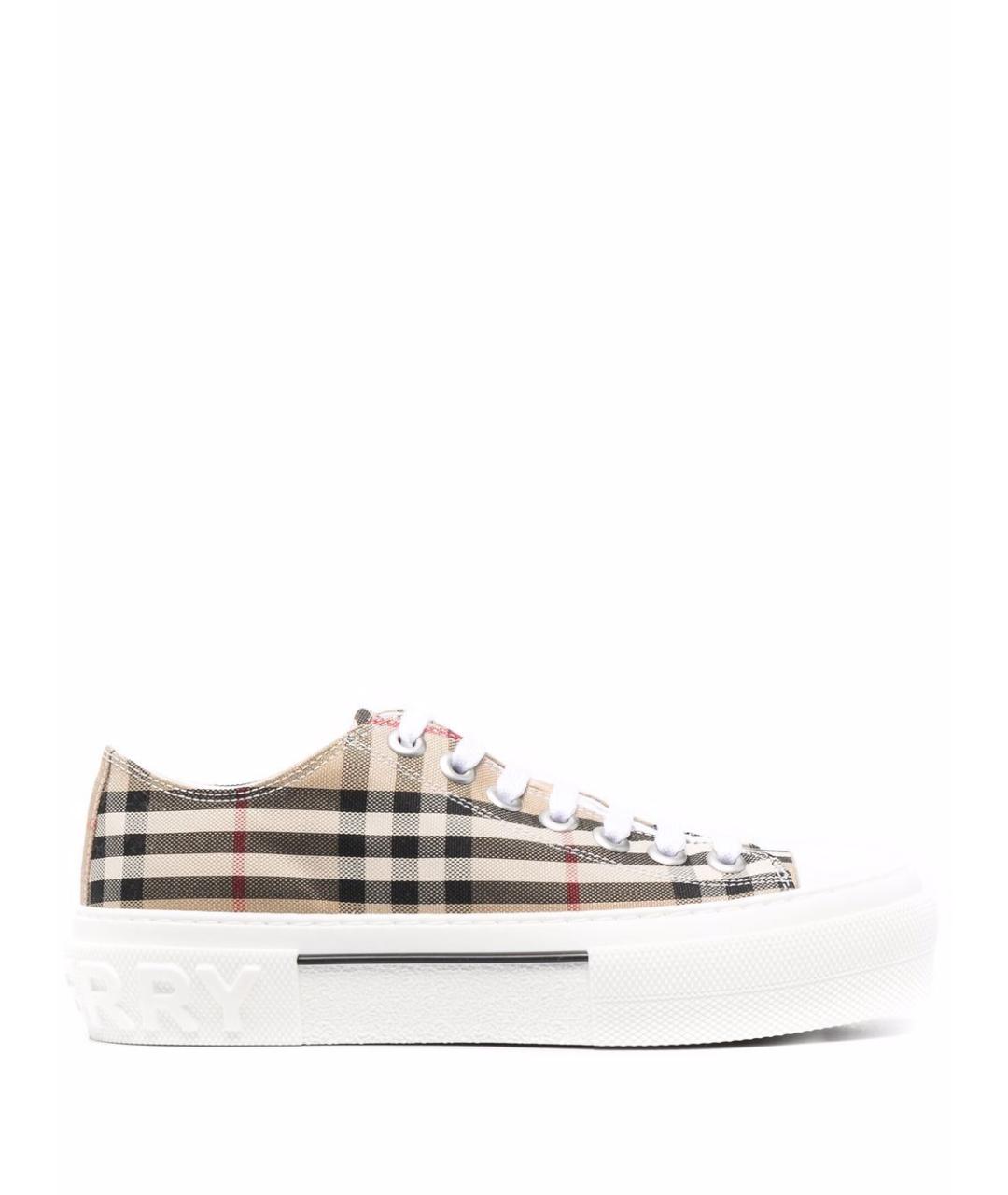 BURBERRY Бежевые текстильные кеды, фото 1