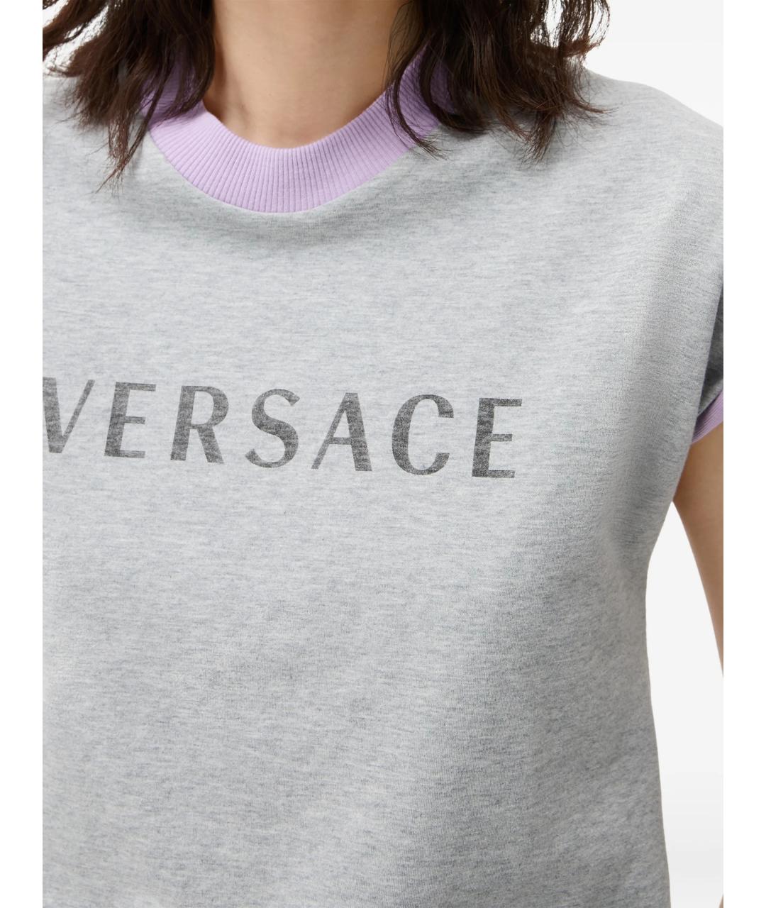 VERSACE Серая хлопковая футболка, фото 4