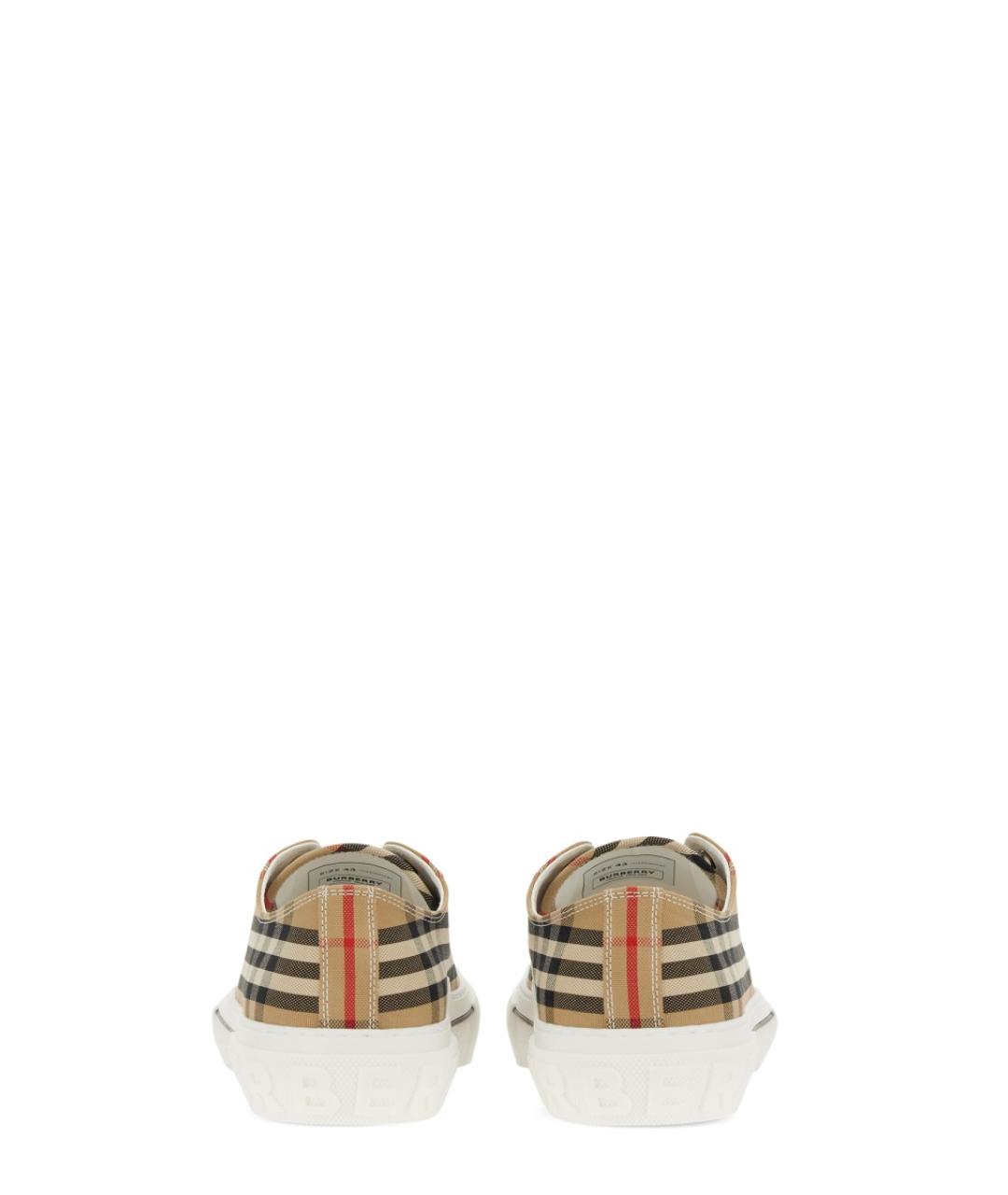 BURBERRY Бежевые текстильные низкие кроссовки / кеды, фото 5