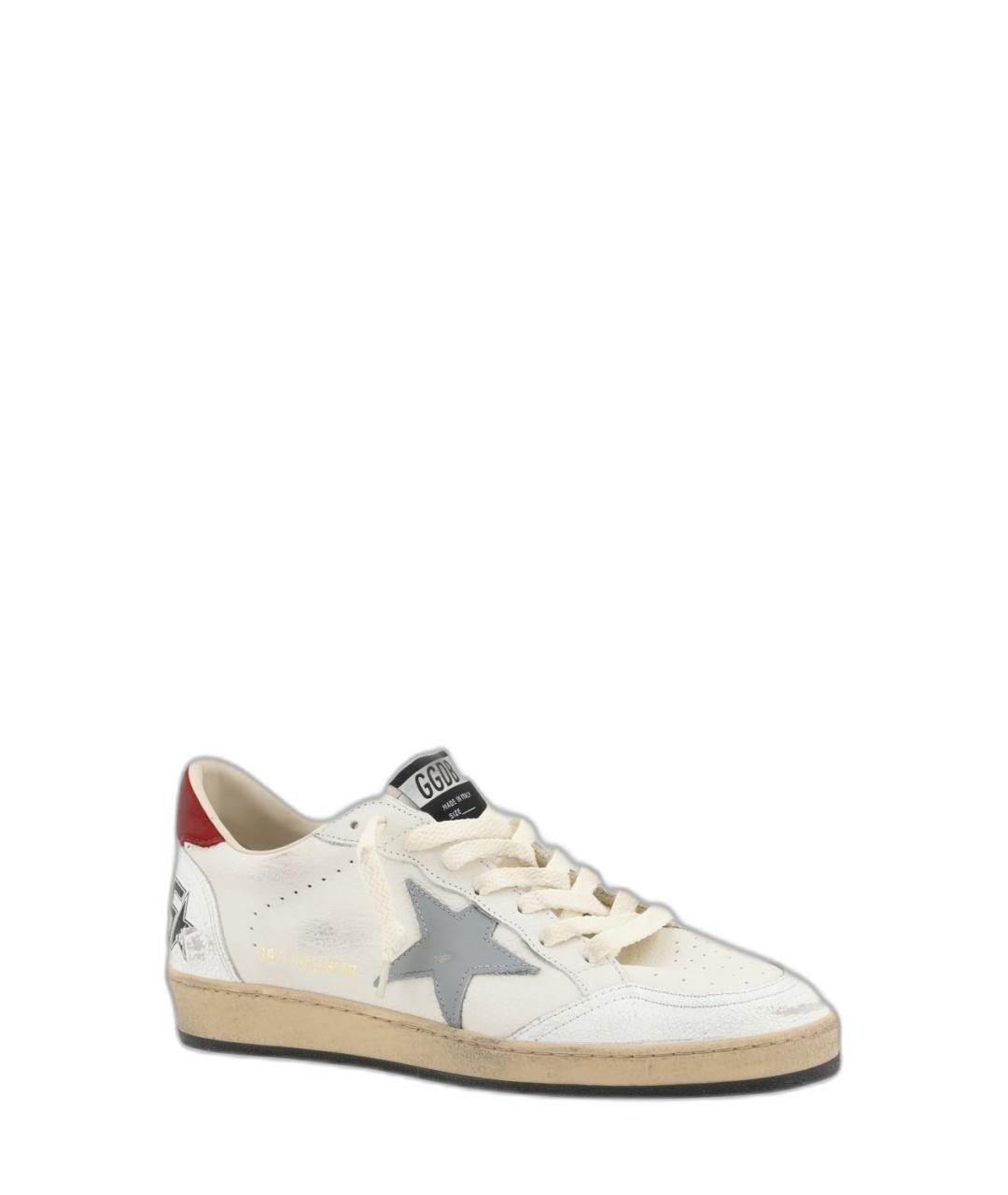 GOLDEN GOOSE Белые кожаные низкие кроссовки / кеды, фото 2