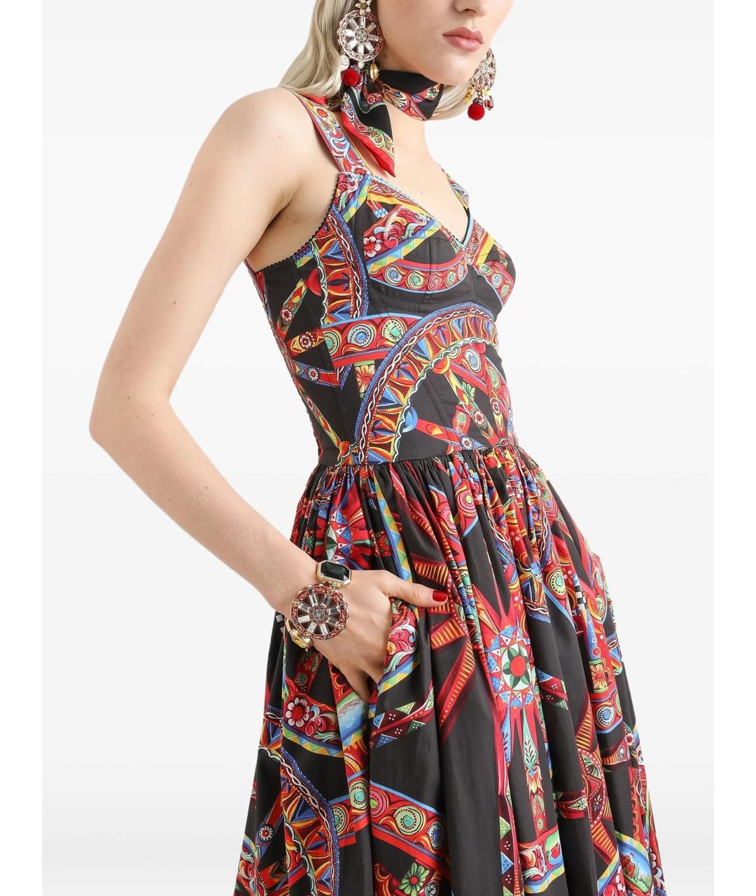 DOLCE&GABBANA Мульти хлопковое повседневное платье, фото 4