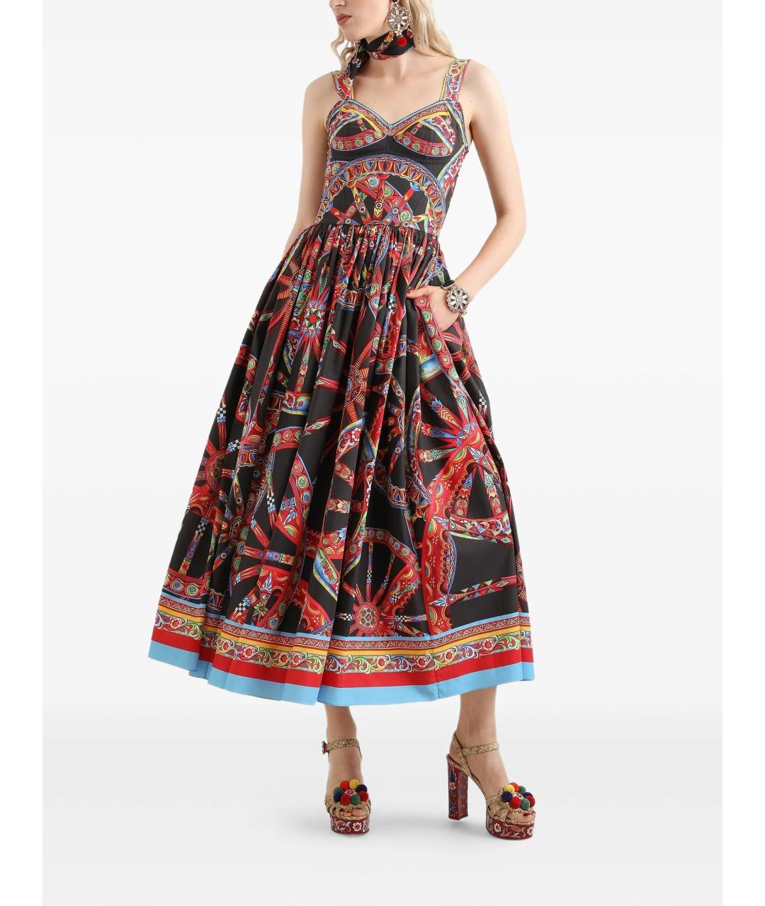 DOLCE&GABBANA Мульти хлопковое повседневное платье, фото 2