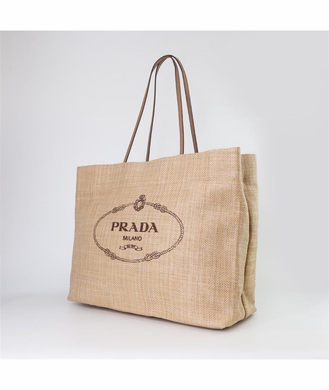 PRADA Бежевая плетеная пляжная сумка, фото 2