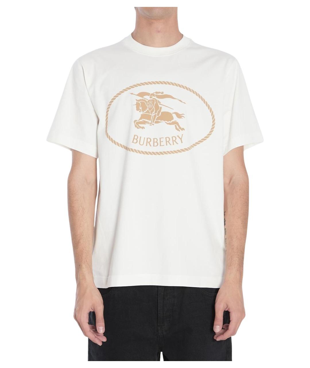 BURBERRY Белая хлопковая футболка, фото 1