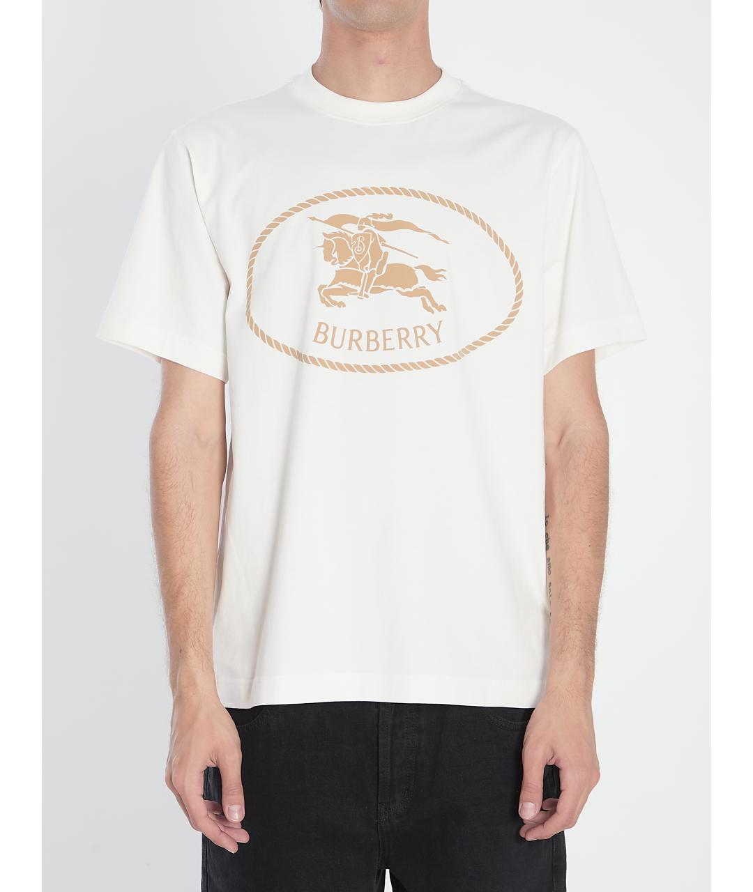 BURBERRY Белая хлопковая футболка, фото 6