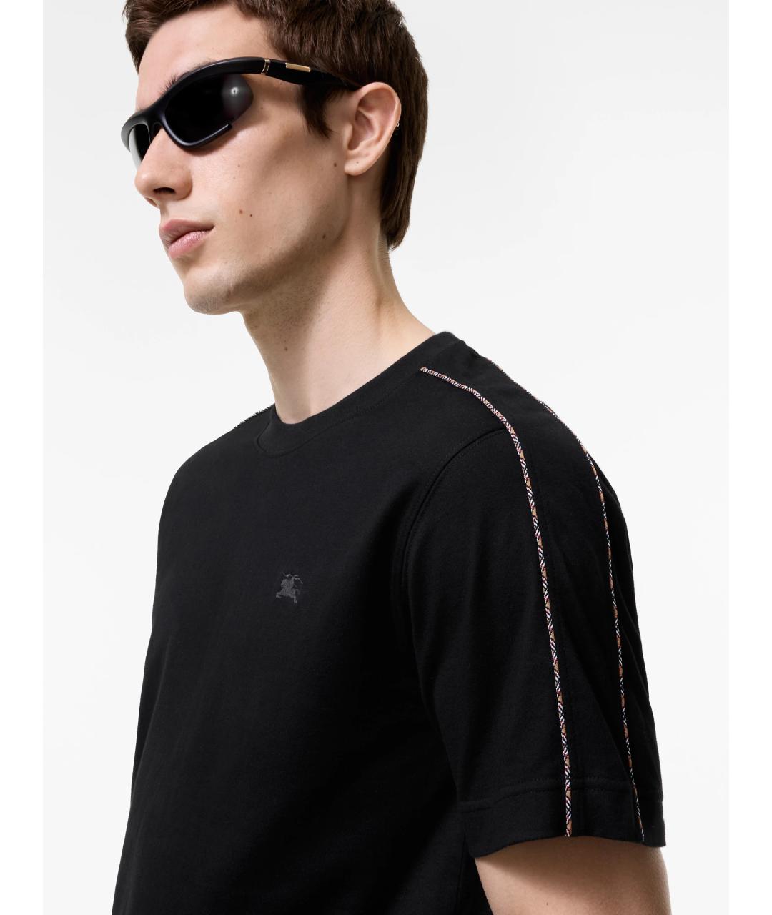 BURBERRY Черная хлопковая футболка, фото 3