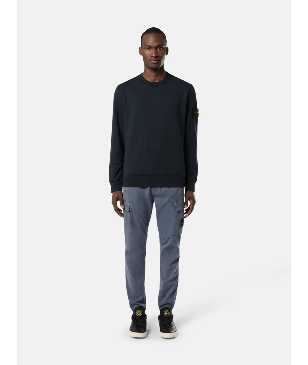 STONE ISLAND Темно-синий хлопковый джемпер / свитер, фото 2