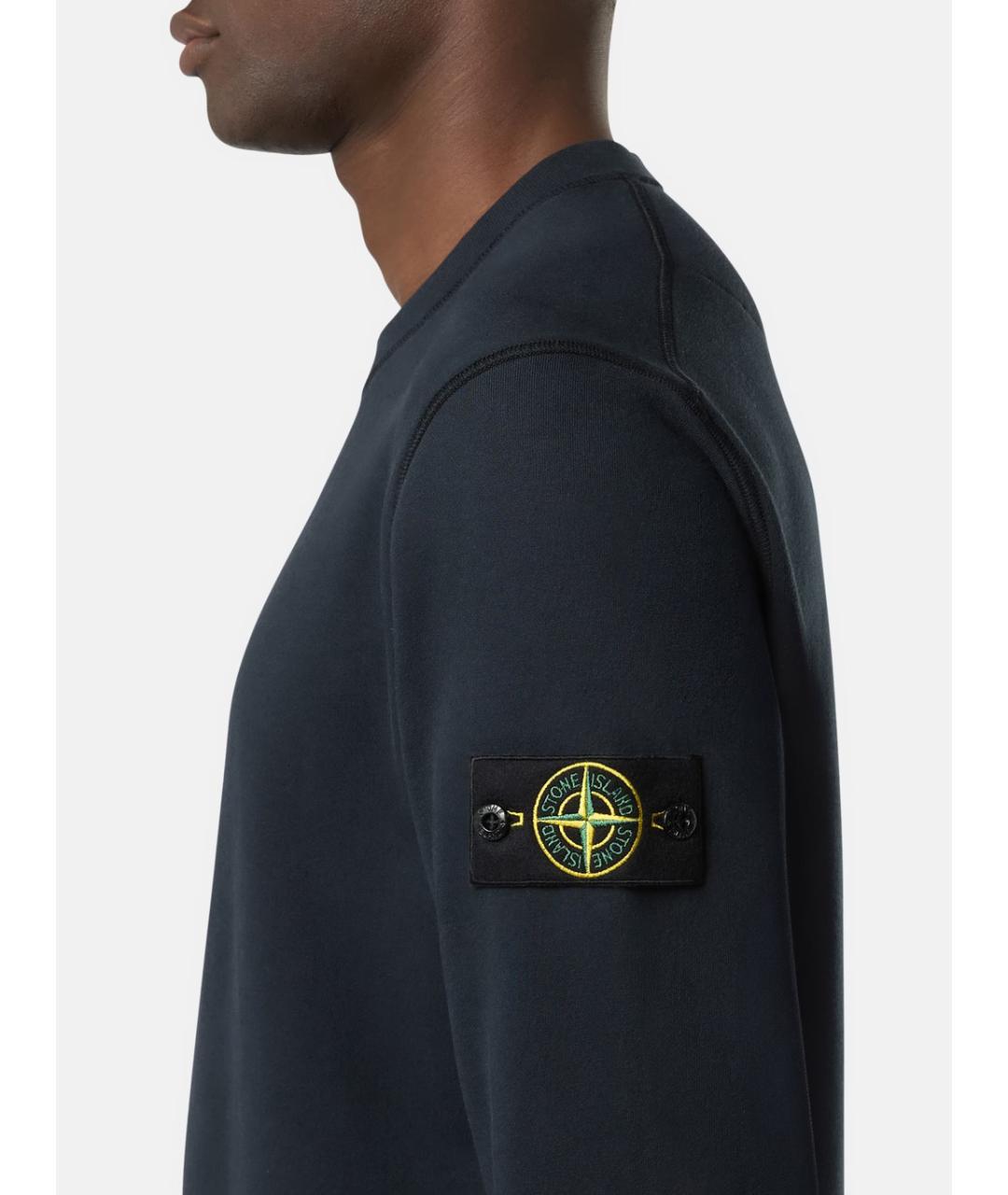 STONE ISLAND Темно-синий хлопковый джемпер / свитер, фото 3