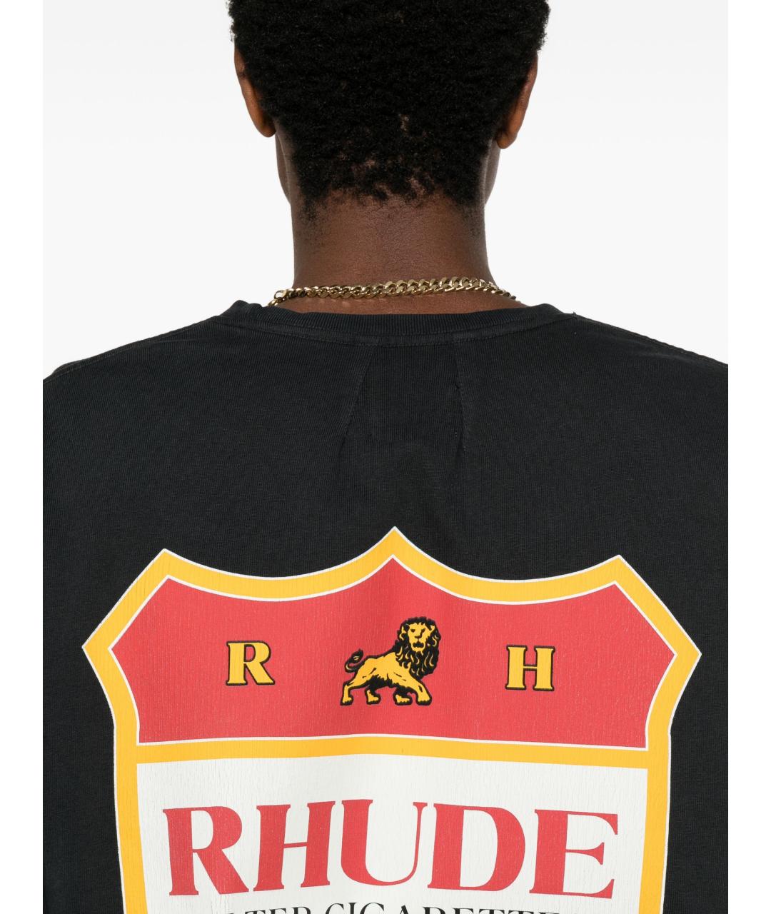 RHUDE Черная хлопковая футболка, фото 2