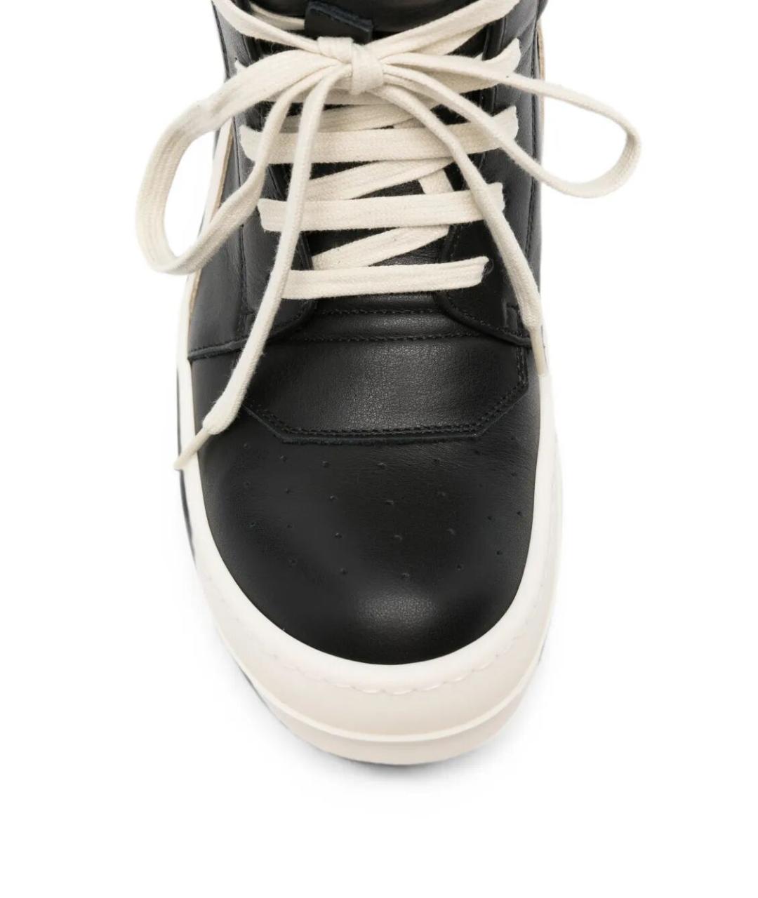 RICK OWENS Черные кожаные кеды, фото 2