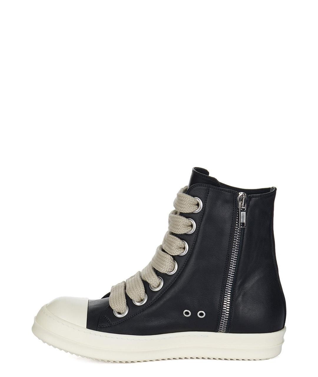 RICK OWENS Черные кожаные кеды, фото 4