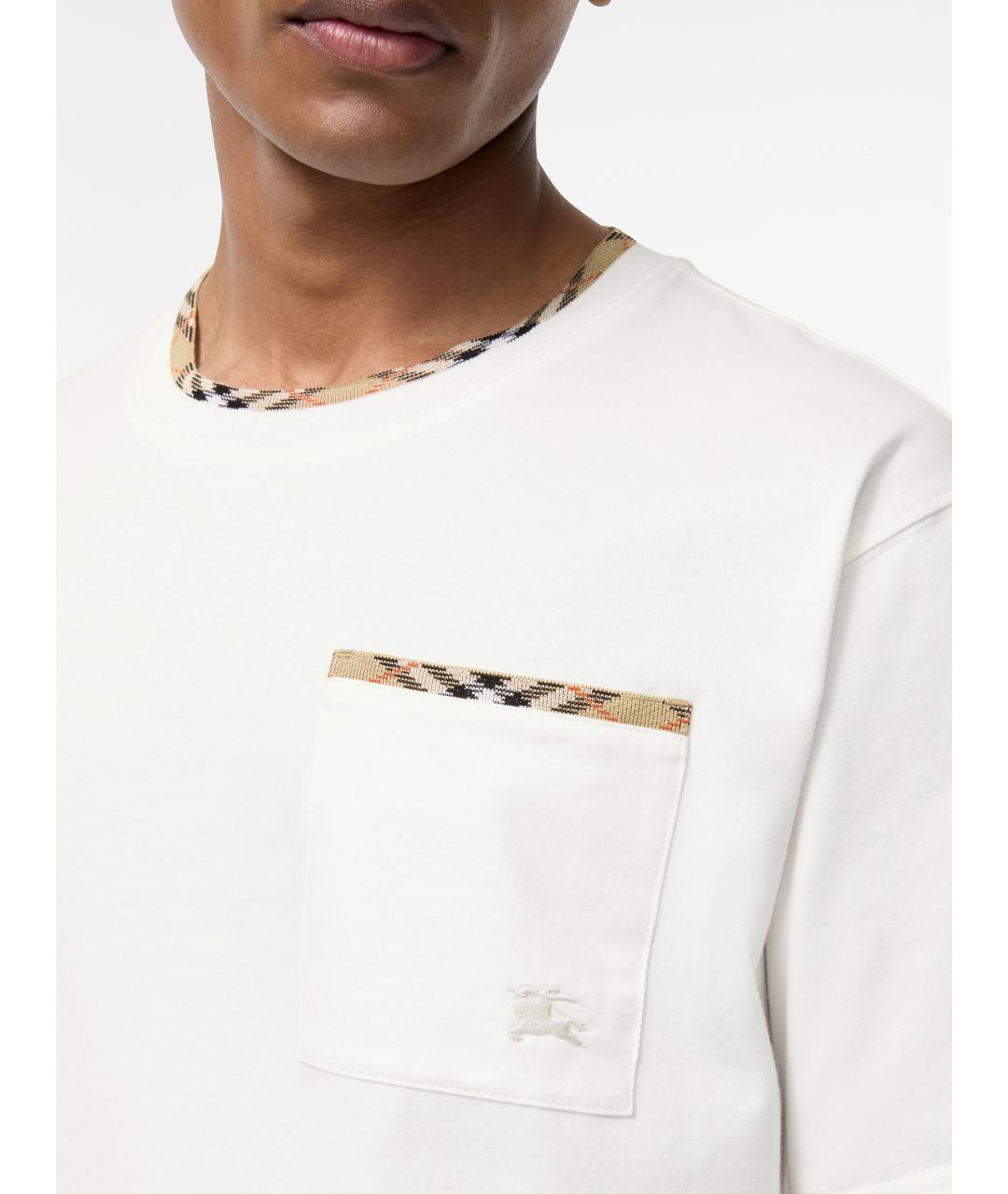 BURBERRY Белая хлопковая футболка, фото 3