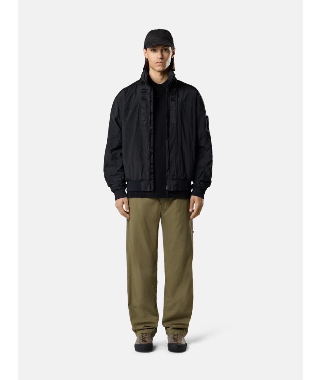 STONE ISLAND Черное хлопко-эластановое поло с коротким рукавом, фото 2
