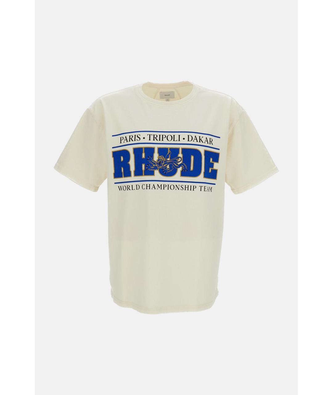 RHUDE Белая хлопковая футболка, фото 4