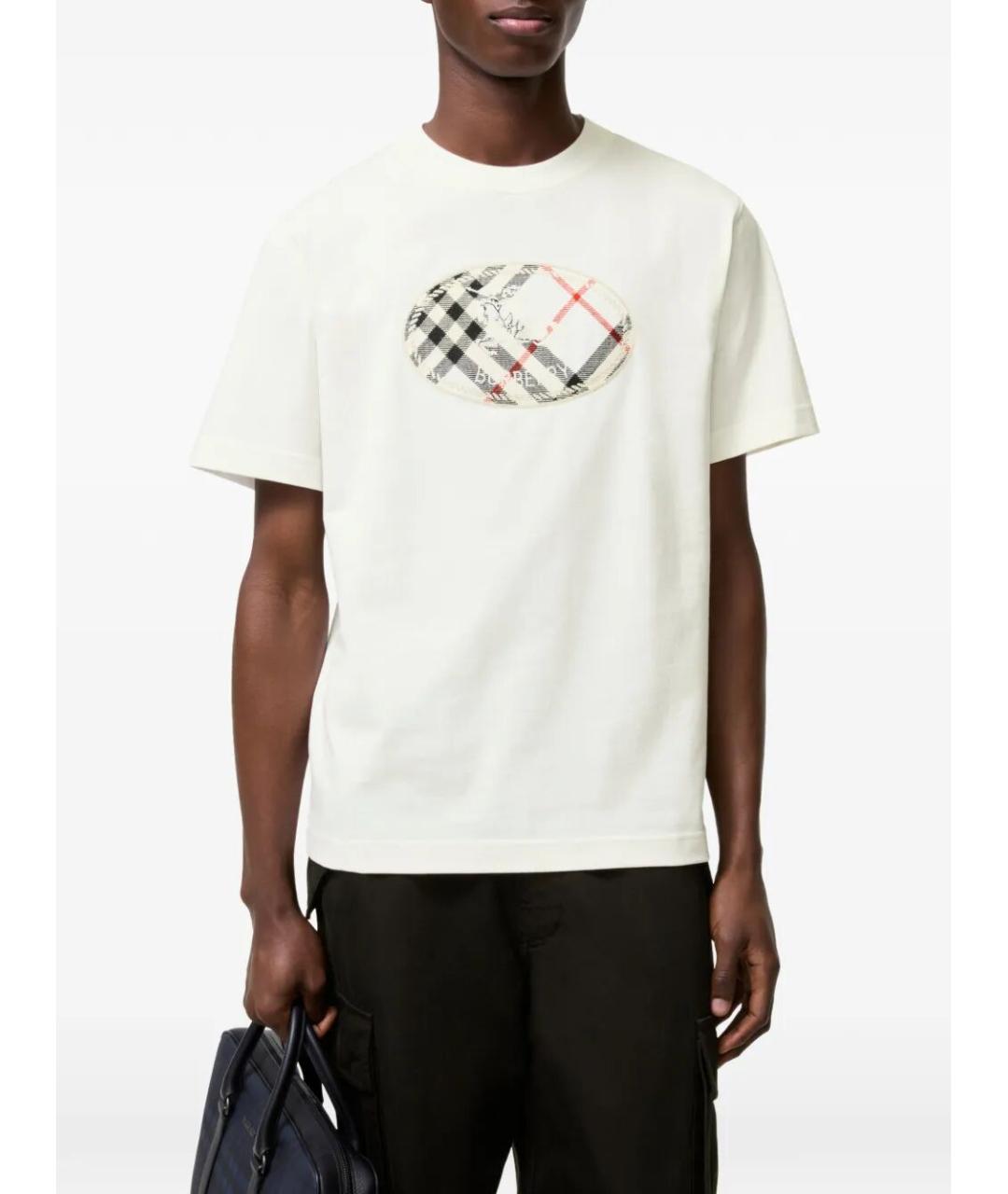 BURBERRY Белая хлопковая футболка, фото 2