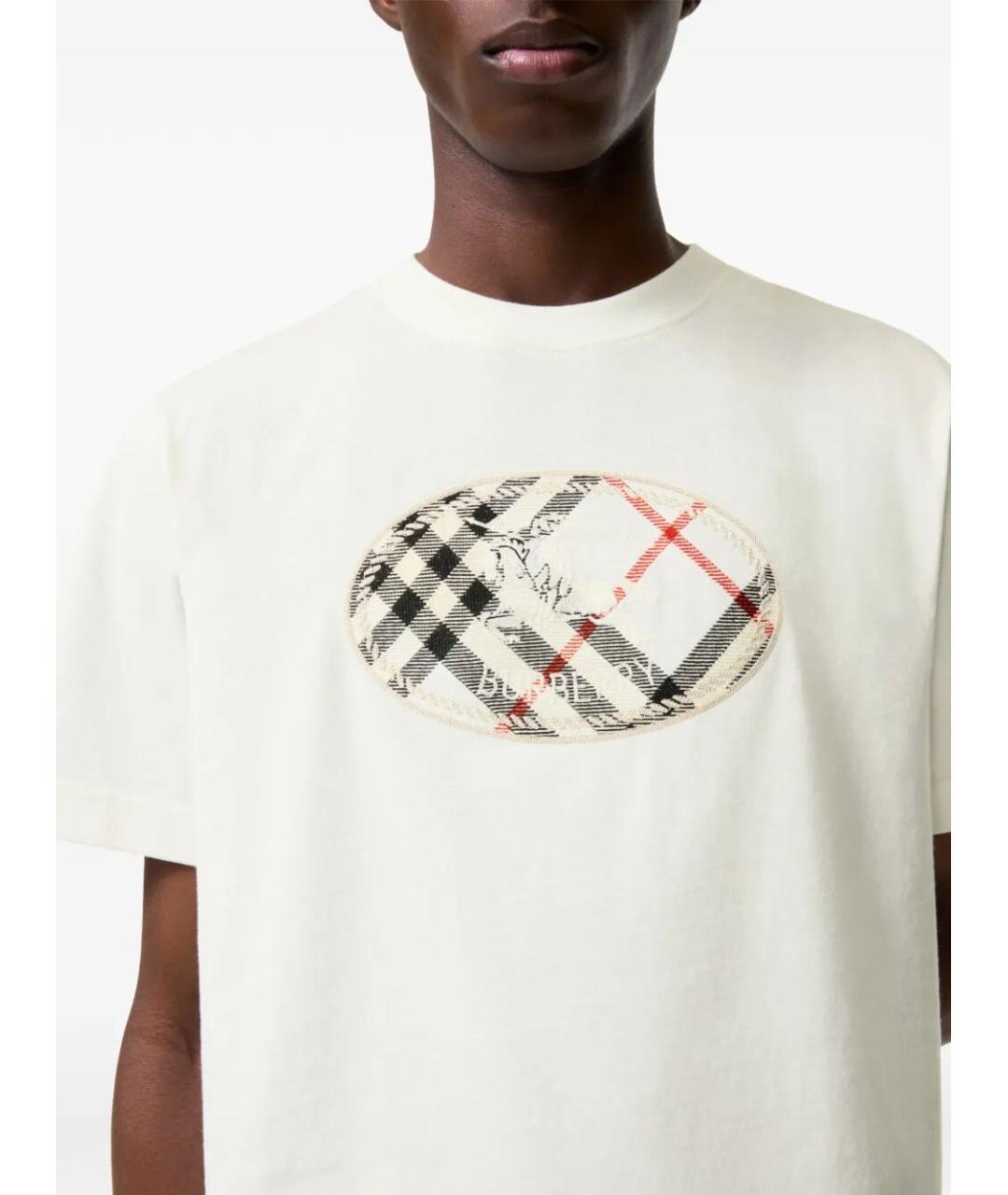 BURBERRY Белая хлопковая футболка, фото 4