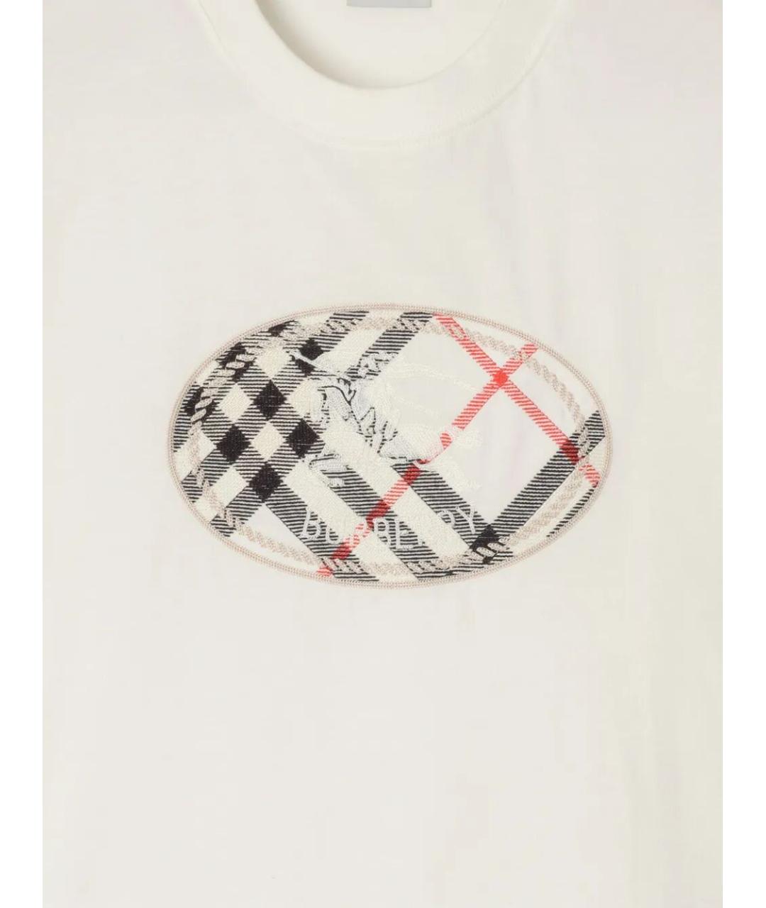 BURBERRY Белая хлопковая футболка, фото 3