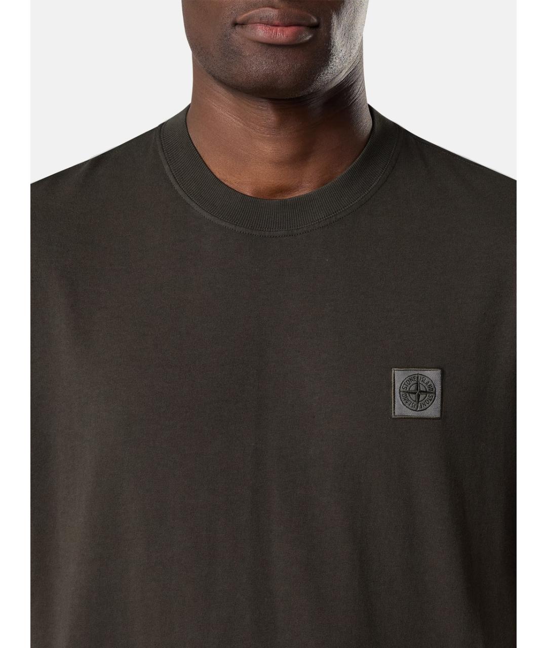 STONE ISLAND Зеленая хлопковая футболка, фото 3