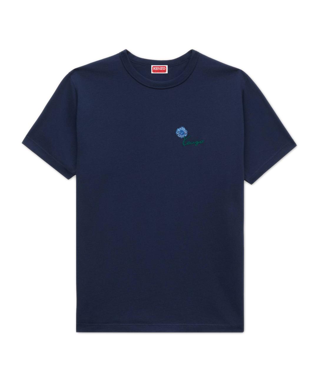 KENZO Синяя хлопковая футболка, фото 1