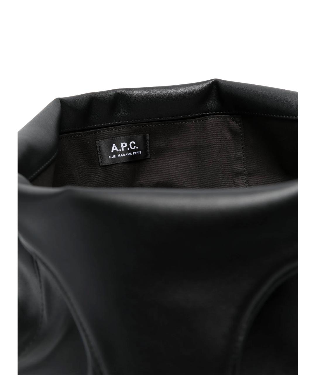 A.P.C. Черная сумка тоут из искусственной кожи, фото 5
