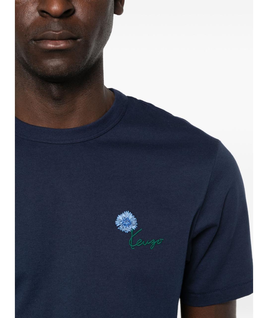KENZO Синяя хлопковая футболка, фото 4
