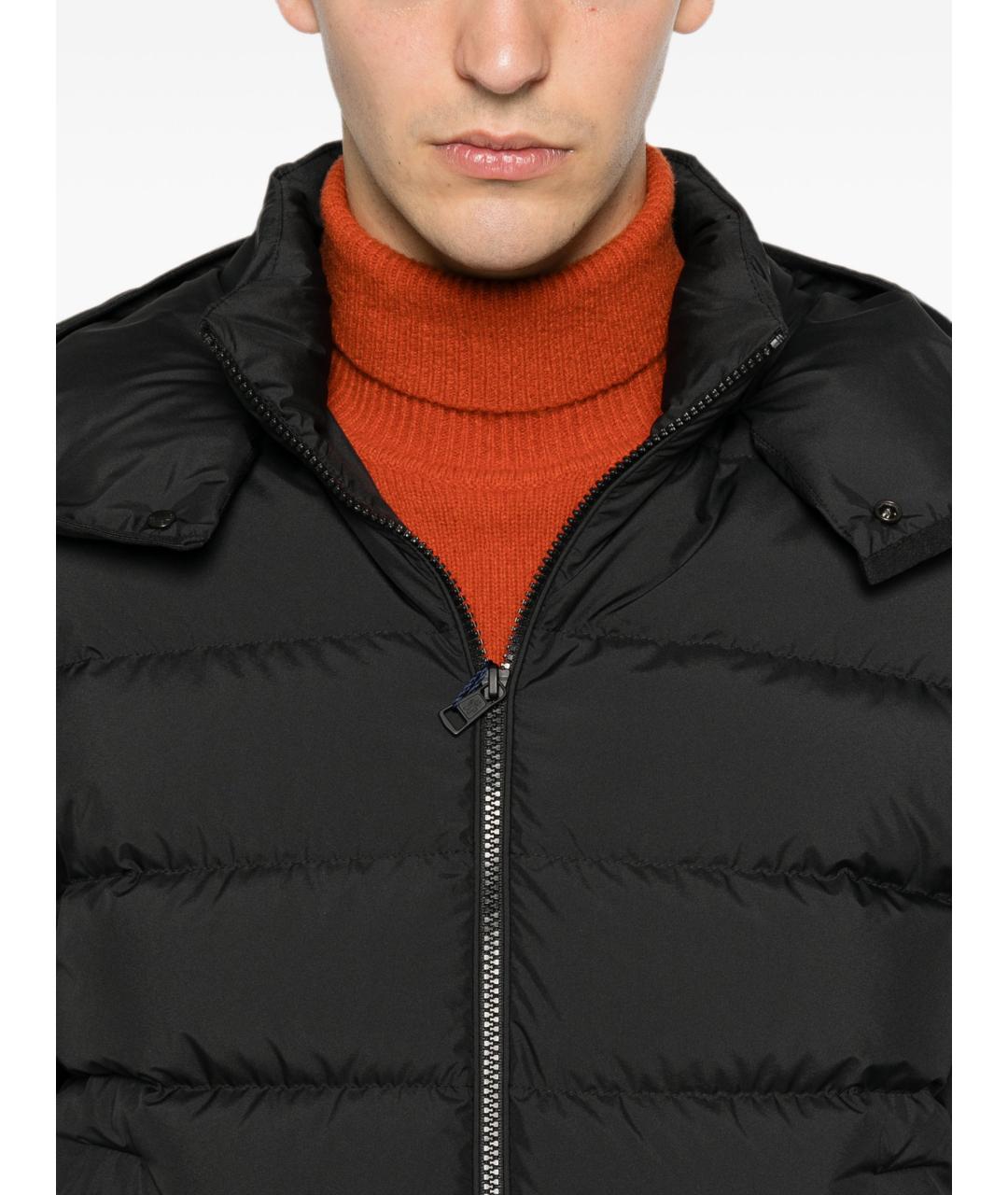 MONCLER Черный полиэстеровый пуховик, фото 3