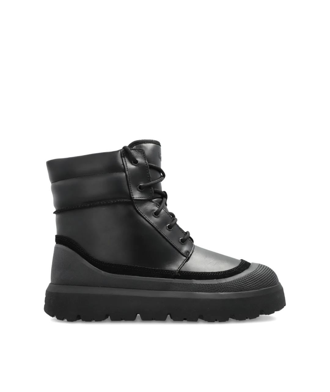 UGG Черные кожаные высокие ботинки, фото 1