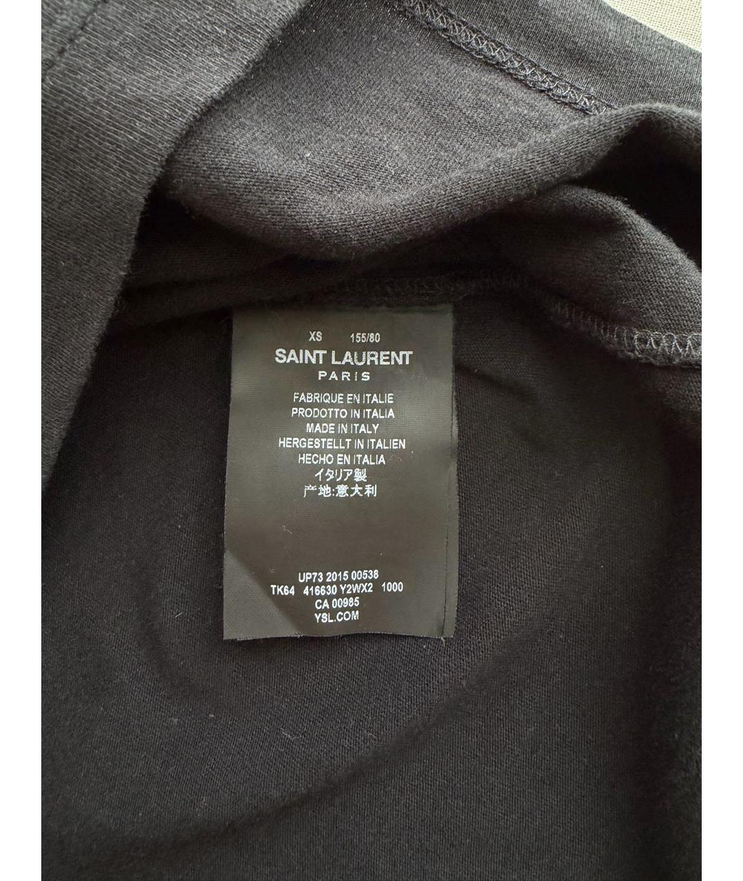 SAINT LAURENT Черная хлопковая футболка, фото 5