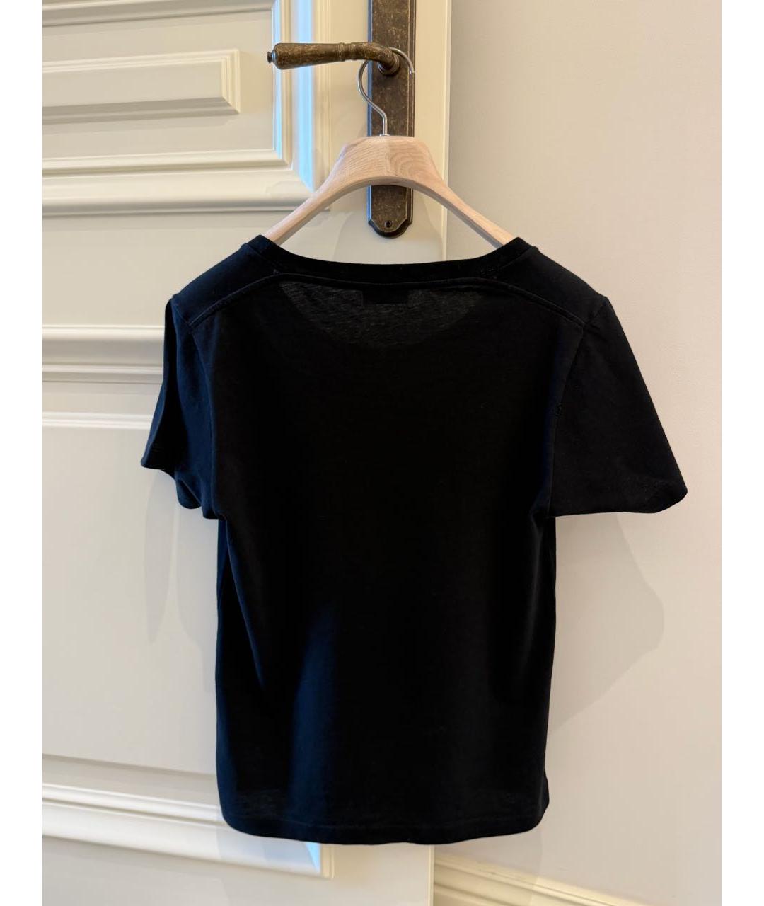 SAINT LAURENT Черная хлопковая футболка, фото 2