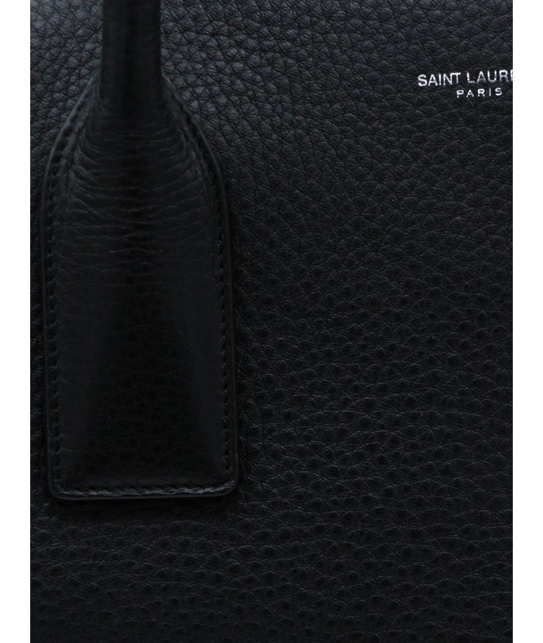SAINT LAURENT Черная кожаная сумка тоут, фото 2