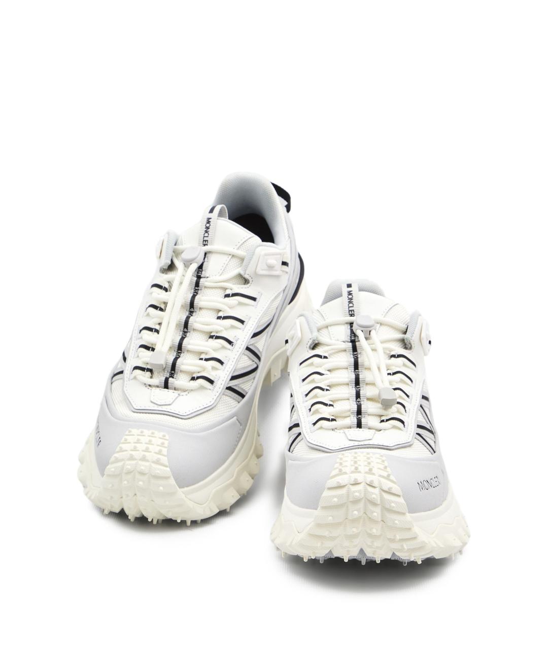 MONCLER Белые кожаные низкие кроссовки / кеды, фото 5