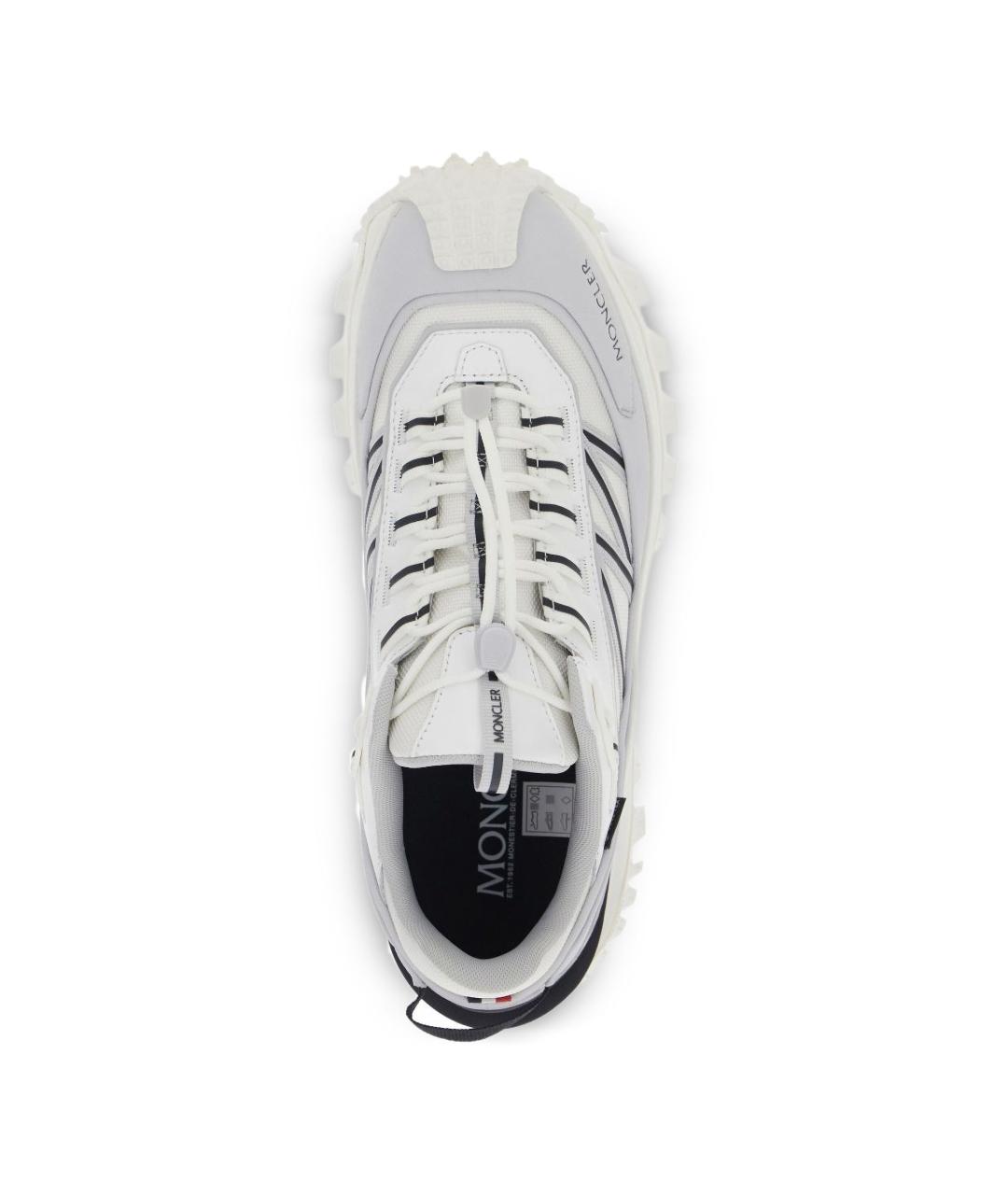 MONCLER Белые кожаные низкие кроссовки / кеды, фото 4
